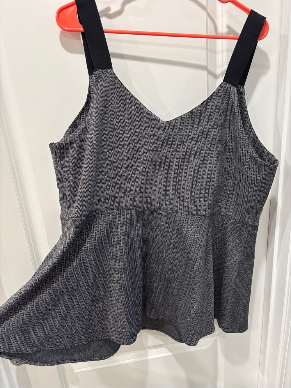 Gray Peplum Camisole with Black Straps